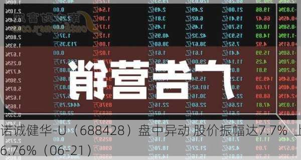 诺诚健华-U（688428）盘中异动 股价振幅达7.7%  上涨6.76%（06-21）