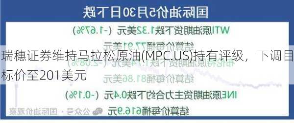 瑞穗证券维持马拉松原油(MPC.US)持有评级，下调目标价至201美元