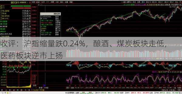 收评：沪指缩量跌0.24%，酿酒、煤炭板块走低，医药板块逆市上扬