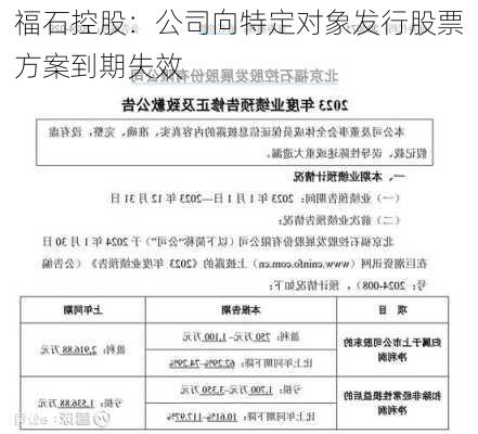 福石控股：公司向特定对象发行股票方案到期失效