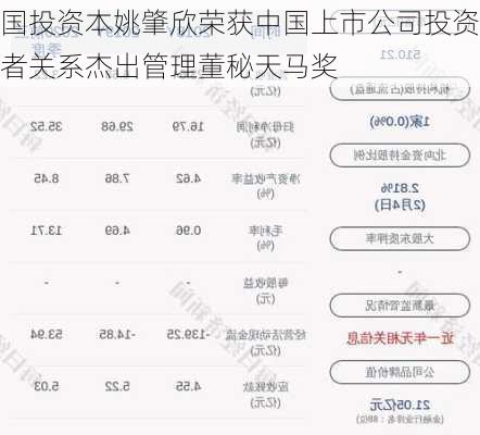 国投资本姚肇欣荣获中国上市公司投资者关系杰出管理董秘天马奖