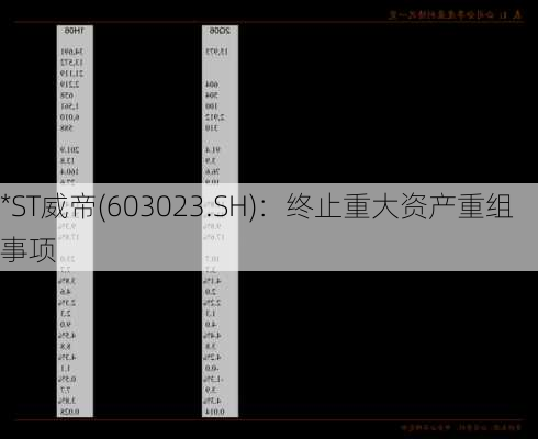 *ST威帝(603023.SH)：终止重大资产重组事项