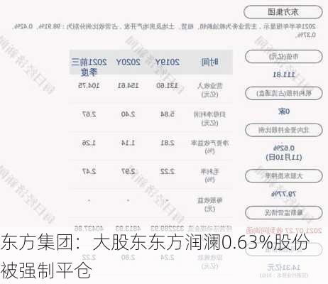 东方集团：大股东东方润澜0.63%股份被强制平仓