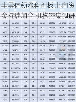 半导体领涨科创板 北向资金持续加仓 机构密集调研