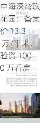 中海深湾玖序花园：备案均价 13.3 万/平米，验资 1000 万看房