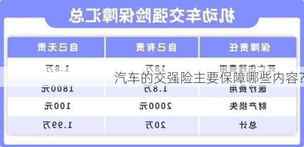 汽车的交强险主要保障哪些内容？