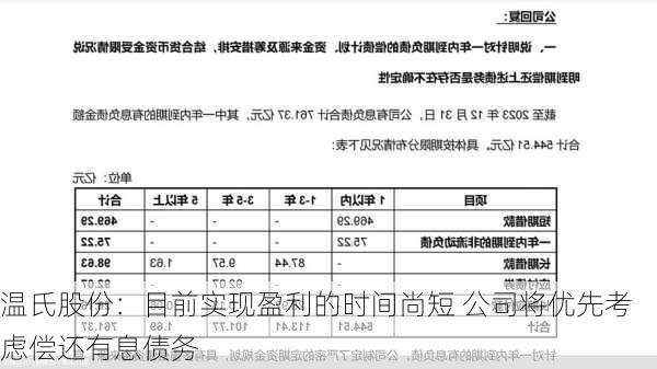 温氏股份：目前实现盈利的时间尚短 公司将优先考虑偿还有息债务