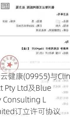 智云健康(09955)与Clinect Pty Ltd及Bluefly Consulting Limited订立许可协议