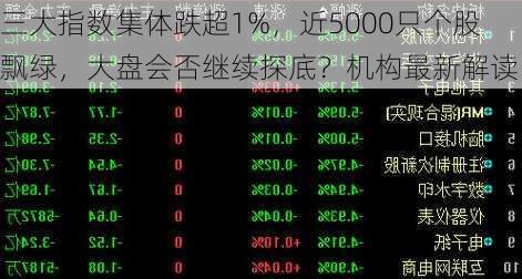 三大指数集体跌超1%，近5000只个股飘绿，大盘会否继续探底？机构最新解读