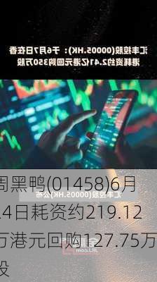 周黑鸭(01458)6月24日耗资约219.12万港元回购127.75万股