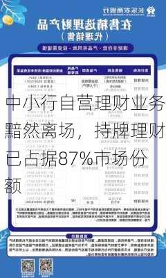 中小行自营理财业务黯然离场，持牌理财已占据87%市场份额