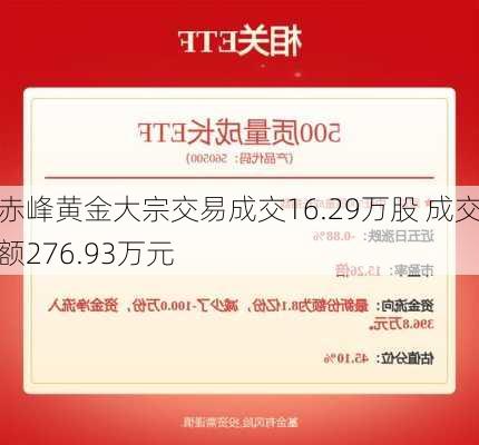 赤峰黄金大宗交易成交16.29万股 成交额276.93万元