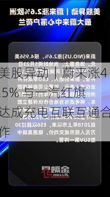 美股异动｜蔚来涨4.5% 与一汽红旗达成充电互联互通合作