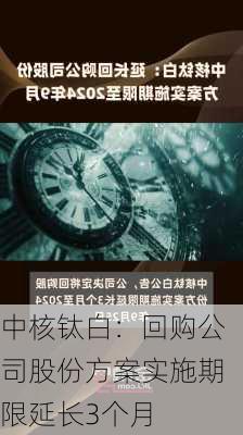 中核钛白：回购公司股份方案实施期限延长3个月