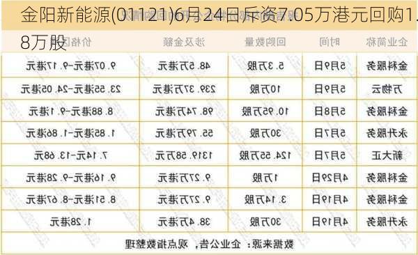 金阳新能源(01121)6月24日斥资7.05万港元回购1.8万股