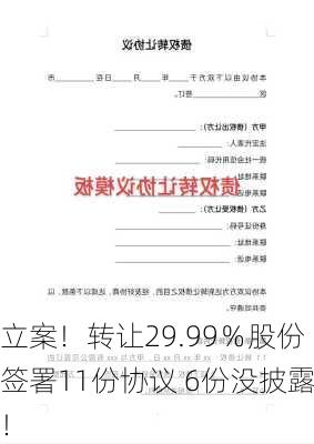 立案！转让29.99％股份签署11份协议 6份没披露！