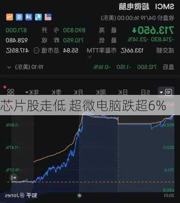 芯片股走低 超微电脑跌超6%