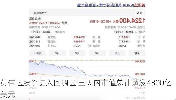 英伟达股价进入回调区 三天内市值总计蒸发4300亿美元