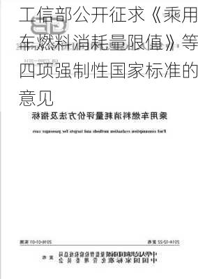 工信部公开征求《乘用车燃料消耗量限值》等四项强制性国家标准的意见