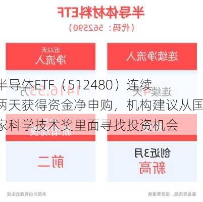 半导体ETF（512480）连续两天获得资金净申购，机构建议从国家科学技术奖里面寻找投资机会