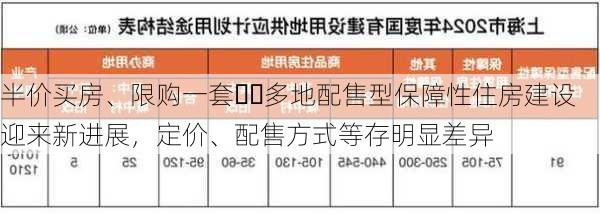 半价买房、限购一套⋯⋯多地配售型保障性住房建设迎来新进展，定价、配售方式等存明显差异