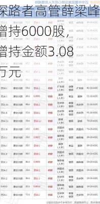 探路者高管薛梁峰增持6000股，增持金额3.08万元