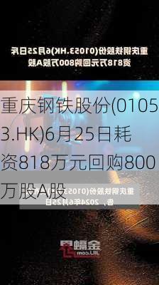 重庆钢铁股份(01053.HK)6月25日耗资818万元回购800万股A股