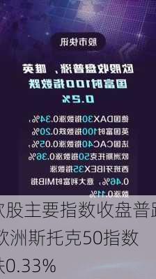 欧股主要指数收盘普跌 欧洲斯托克50指数跌0.33%