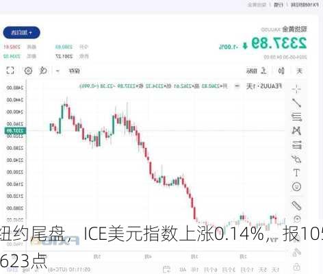 纽约尾盘，ICE美元指数上涨0.14%，报105.623点