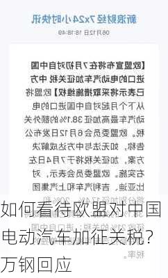 如何看待欧盟对中国电动汽车加征关税？万钢回应