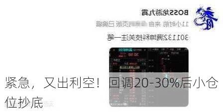 紧急，又出利空！回调20-30%后小仓位抄底