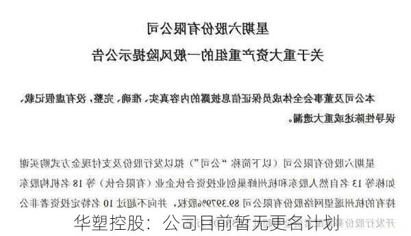 华塑控股：公司目前暂无更名计划