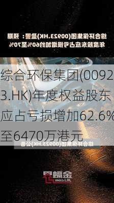 综合环保集团(00923.HK)年度权益股东应占亏损增加62.6%至6470万港元