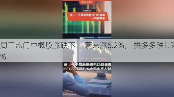 周三热门中概股涨跌不一 蔚来涨6.2%， 拼多多跌1.3%