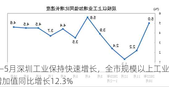 1—5月深圳工业保持快速增长，全市规模以上工业增加值同比增长12.3%