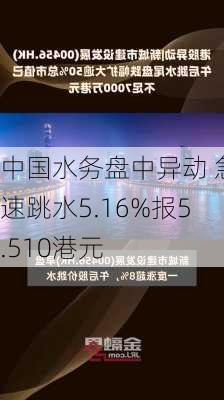 中国水务盘中异动 急速跳水5.16%报5.510港元