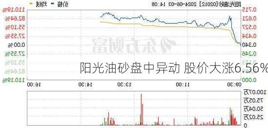 阳光油砂盘中异动 股价大涨6.56%