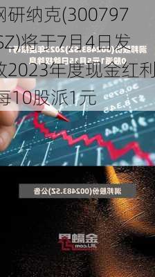 钢研纳克(300797.SZ)将于7月4日发放2023年度现金红利 每10股派1元