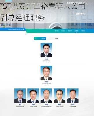 *ST巴安：王裕春辞去公司副总经理职务