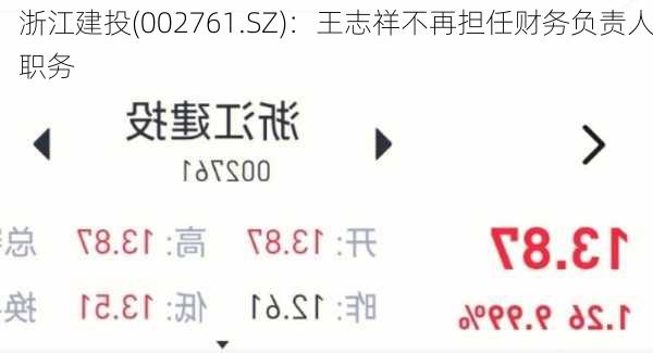 浙江建投(002761.SZ)：王志祥不再担任财务负责人职务