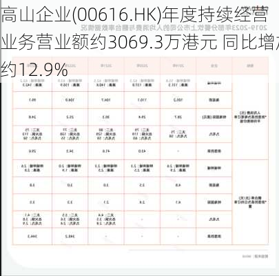 高山企业(00616.HK)年度持续经营业务营业额约3069.3万港元 同比增加约12.9%