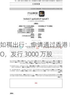 如祺出行：申请通过香港 IPO，发行 3000 万股