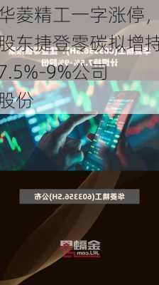 华菱精工一字涨停，股东捷登零碳拟增持7.5%-9%公司股份