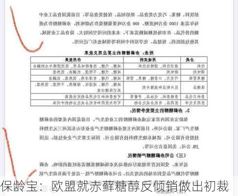 保龄宝：欧盟就赤藓糖醇反倾销做出初裁