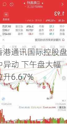 香港通讯国际控股盘中异动 下午盘大幅拉升6.67%