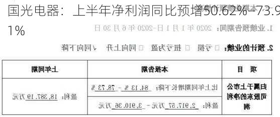 国光电器：上半年净利润同比预增50.62%―73.91%