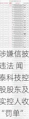 涉嫌信披违法 闻泰科技控股股东及实控人收“罚单”