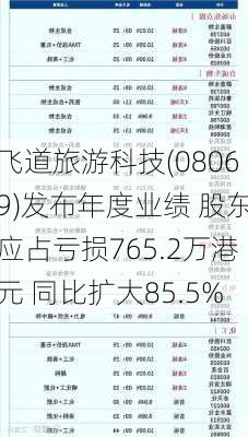 飞道旅游科技(08069)发布年度业绩 股东应占亏损765.2万港元 同比扩大85.5%