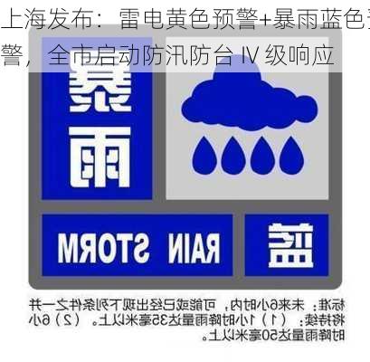 上海发布：雷电黄色预警+暴雨蓝色预警，全市启动防汛防台 IV 级响应