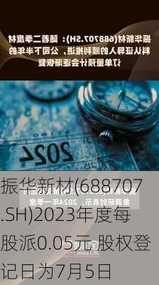 振华新材(688707.SH)2023年度每股派0.05元 股权登记日为7月5日